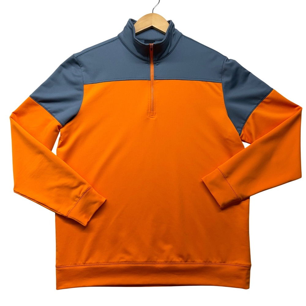 Dunning Golf Mens Quarter Zip Pullover Orange gray‎ Colorblock DN801126 Size M